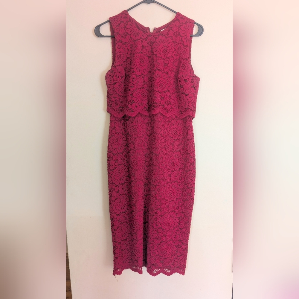 Eva Mendes for New York & Company Strapless Dress in Deep Red, Size Small